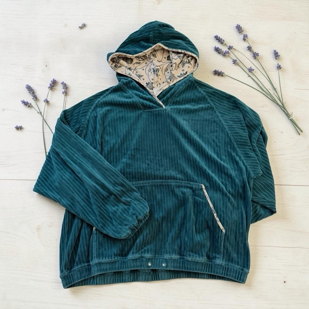 Vintage Prince Sportswear Teal Ribbed Velvet Corduroy Hoodie Womens L